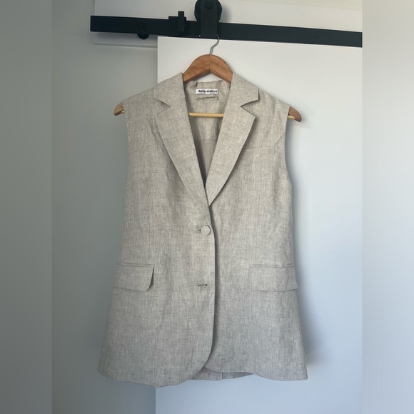 BNWOT Reformation Clark Linen Vest in Oatmeal XS - Picture 4 of 11